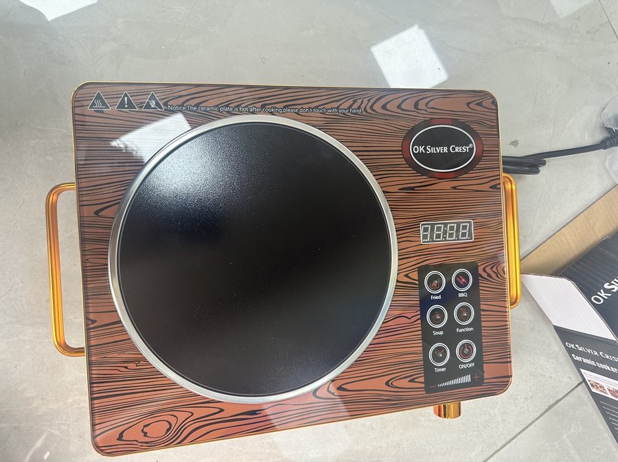 Wood-grain single-burner ceramic hob sample for Peru wholesale sourcing