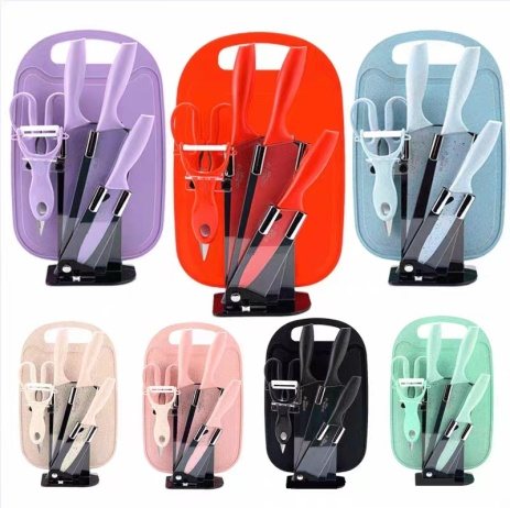 Acrylic-handle seven-piece kitchen knife set direction